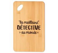 Planche à découper La meilleure Detective - Plateau Apéro en Bambou Cadeau Original Cuisine Barbecue