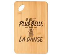 Planche à Découper La vie est plus belle avec la danse | modèle 2 | Plateau Apéro Bambou Gravé 30 × 20 cm | Cuisine Barbecue Apéritif | Idée Cadeau Danseur Danseuse Crémaillère Noël