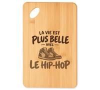 Planche à Découper La vie est plus belle avec le hip-hop | modèle 2 | Plateau Apéro Bambou Gravé 30 × 20 cm | Cuisine Barbecue Apéritif | Idée Cadeau Danseur Danseuse Crémaillère Noël