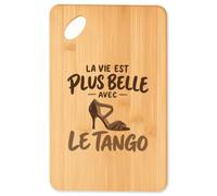 Planche à Découper La vie est plus belle avec le tango | modèle 2 | Plateau Apéro Bambou Gravé 30 × 20 cm | Cuisine Barbecue Apéritif | Idée Cadeau Danseur Danseuse Crémaillère Noël