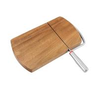 Planche à découper le fromage avec coupe-fil - trancheuse à fromage en bois d'acacia | Planche à découper fruits jambon fromage-ustensile de cuisine diviseur en acier inoxydable, 23.3x21.2x2.4 Cm, cou
