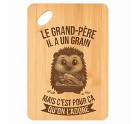 Planche à découper Le Grand-père Hérisson Grain - Plateau Apéro en Bambou Cadeau Gravé pour Homme Fête des Grands-Pères Cuisine Barbecue