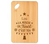 Planche à découper Lou Magie de noël Sapin - Plateau Apéro en Bambou Cadeau Noël Gravé Collègue Cuisine Barbecue