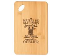 Planche à Découper Malinois Formidable | Plateau Apéro Bambou Gravé 30 × 20 cm | Cuisine Barbecue Apéritif | Idée Cadeau Maître de Chien Crémaillère Noël
