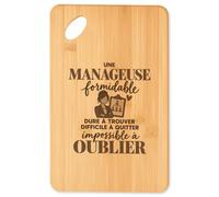 Planche à Découper Manageuse Formidable | Plateau Apéro Bambou Gravé 30 × 20 cm | Cuisine Barbecue Apéritif | Idée Cadeau Cheffe D'Équipe Crémaillère Noël