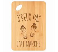 Planche à découper Marche J'peux pas - Plateau Apéro en Bambou Cadeau Gravé pour Homme Femme Cuisine Barbecue