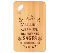 Planche à découper Marianne Liste des enfants sages - Plateau Apéro en Bambou Cadeau Noël Gravé Collègue Cuisine Barbecue