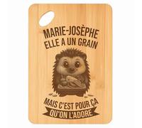 Planche à découper Marie-Josèphe Hérisson Grain - Plateau Apéro en Bambou Cadeau Gravé pour Femme Cuisine Barbecue