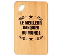 Planche à découper Meilleur Banquier du Monde 1 - Plateau Apéro en Bambou Cadeau Original Cuisine Barbecue