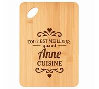 Planche à découper Meilleur quand Anne Cuisine - Plateau Apéro en Bambou Cadeau Gravé pour Femme Cuisine Barbecue