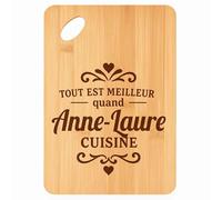 Planche à découper Meilleur quand Anne-Laure Cuisine - Plateau Apéro en Bambou Cadeau Gravé pour Femme Cuisine Barbecue