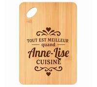 Planche à découper Meilleur quand Anne-Lise Cuisine - Plateau Apéro en Bambou Cadeau Gravé pour Femme Cuisine Barbecue