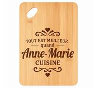 Planche à découper Meilleur quand Anne-Marie Cuisine - Plateau Apéro en Bambou Cadeau Gravé pour Femme Cuisine Barbecue