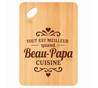 Planche à découper Meilleur quand Beau-Papa Cuisine - Plateau Apéro en Bambou Cadeau Gravé pour Homme Fête des Pères Cuisine Barbecue