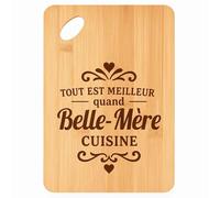 Planche à découper Meilleur quand Belle-Mère Cuisine - Plateau Apéro en Bambou Cadeau Gravé pour Femme Fête des Mères Cuisine Barbecue