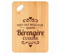 Planche à découper Meilleur quand Bérengère Cuisine - Plateau Apéro en Bambou Cadeau Gravé pour Femme Cuisine Barbecue