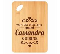 Planche à découper Meilleur quand Cassandra Cuisine - Plateau Apéro en Bambou Cadeau Gravé pour Femme Cuisine Barbecue