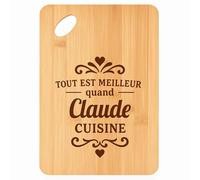 Planche à découper Meilleur quand Claude Cuisine - Plateau Apéro en Bambou Cadeau Gravé pour Homme Femme Cuisine Barbecue