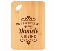 Planche à découper Meilleur quand Daniele Cuisine - Plateau Apéro en Bambou Cadeau Gravé pour Femme Cuisine Barbecue