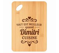 Planche à découper Meilleur quand Dimitri Cuisine - Plateau Apéro en Bambou Cadeau Gravé pour Homme Cuisine Barbecue