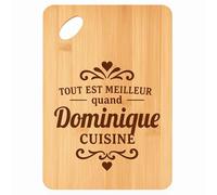 Planche à découper Meilleur quand Dominique Cuisine - Plateau Apéro en Bambou Cadeau Gravé pour Homme Femme Cuisine Barbecue