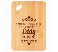 Planche à découper Meilleur quand Eddy Cuisine - Plateau Apéro en Bambou Cadeau Gravé pour Homme Cuisine Barbecue
