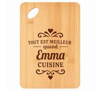 Planche à découper Meilleur quand Emma Cuisine - Plateau Apéro en Bambou Cadeau Gravé pour Femme Cuisine Barbecue