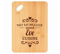 Planche à découper Meilleur quand Eve Cuisine - Plateau Apéro en Bambou Cadeau Gravé pour Femme Cuisine Barbecue