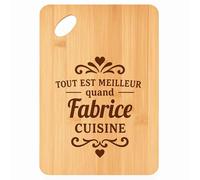 Planche à découper Meilleur quand Fabrice Cuisine - Plateau Apéro en Bambou Cadeau Gravé pour Homme Cuisine Barbecue