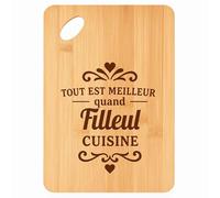 Planche à découper Meilleur quand Filleul Cuisine - Plateau Apéro en Bambou Cadeau Gravé pour Homme Anniversaire Famille Cuisine Barbecue