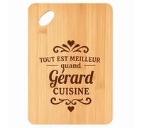 Planche à découper Meilleur quand Gérard Cuisine - Plateau Apéro en Bambou Cadeau Gravé pour Homme Cuisine Barbecue