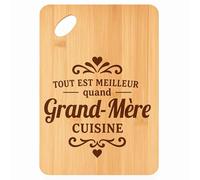 Planche à découper Meilleur quand Grand-Mère Cuisine - Plateau Apéro en Bambou Cadeau Gravé pour Femme Fête des Grands-Mères Cuisine Barbecue