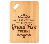 Planche à découper Meilleur quand Grand-Père Cuisine - Plateau Apéro en Bambou Cadeau Gravé pour Homme Fête des Grands-Pères Cuisine Barbecue