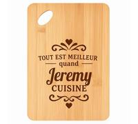 Planche à découper Meilleur quand Jeremy Cuisine - Plateau Apéro en Bambou Cadeau Gravé pour Homme Cuisine Barbecue