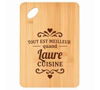 Planche à découper Meilleur quand Laure Cuisine - Plateau Apéro en Bambou Cadeau Gravé pour Femme Cuisine Barbecue