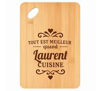 Planche à découper Meilleur quand Laurent Cuisine - Plateau Apéro en Bambou Cadeau Gravé pour Homme Cuisine Barbecue