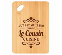 Planche à découper Meilleur quand Le Cousin Cuisine - Plateau Apéro en Bambou Cadeau Gravé pour Homme Anniversaire Famille Cuisine Barbecue