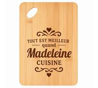 Planche à découper Meilleur quand Madeleine Cuisine - Plateau Apéro en Bambou Cadeau Gravé pour Femme Cuisine Barbecue