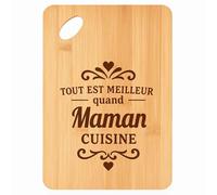 Planche à découper Meilleur quand Maman Cuisine - Plateau Apéro en Bambou Cadeau Gravé pour Femme Fête des Mères Cuisine Barbecue