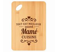 Planche à découper Meilleur quand Mamé Cuisine - Plateau Apéro en Bambou Cadeau Gravé pour Femme Fête des Grands-Mères Cuisine Barbecue