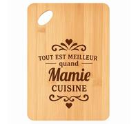 Planche à découper Meilleur quand Mamie Cuisine - Plateau Apéro en Bambou Cadeau Gravé pour Femme Fête des Grands-Mères Cuisine Barbecue