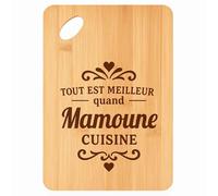 Planche à découper Meilleur quand Mamoune Cuisine - Plateau Apéro en Bambou Cadeau Gravé pour Femme Fête des Mères Cuisine Barbecue