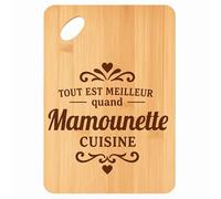 Planche à découper Meilleur quand Mamounette Cuisine - Plateau Apéro en Bambou Cadeau Gravé pour Femme Fête des Mères Cuisine Barbecue
