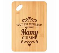 Planche à découper Meilleur quand Mamy Cuisine - Plateau Apéro en Bambou Cadeau Gravé pour Femme Fête des Grands-Mères Cuisine Barbecue