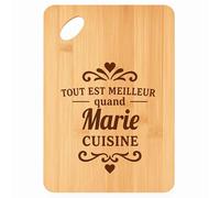 Planche à découper Meilleur quand Marie Cuisine - Plateau Apéro en Bambou Cadeau Gravé pour Femme Cuisine Barbecue