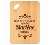 Planche à découper Meilleur quand Marlène Cuisine - Plateau Apéro en Bambou Cadeau Gravé pour Femme Cuisine Barbecue