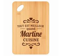Planche à découper Meilleur quand Martine Cuisine - Plateau Apéro en Bambou Cadeau Gravé pour Femme Cuisine Barbecue