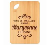 Planche à découper Meilleur quand Maryvonne Cuisine - Plateau Apéro en Bambou Cadeau Gravé pour Femme Cuisine Barbecue