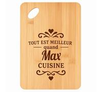 Planche à découper Meilleur quand Max Cuisine - Plateau Apéro en Bambou Cadeau Gravé pour Homme Cuisine Barbecue