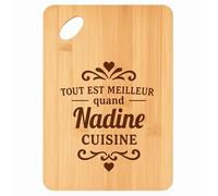 Planche à découper Meilleur quand Nadine Cuisine - Plateau Apéro en Bambou Cadeau Gravé pour Femme Cuisine Barbecue